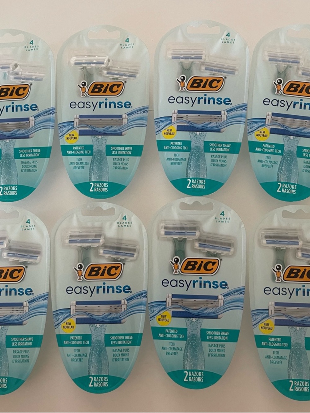 Bic EasyRinse smoother shave less irritation Disposable 4 blades Razors(2ct x 8)